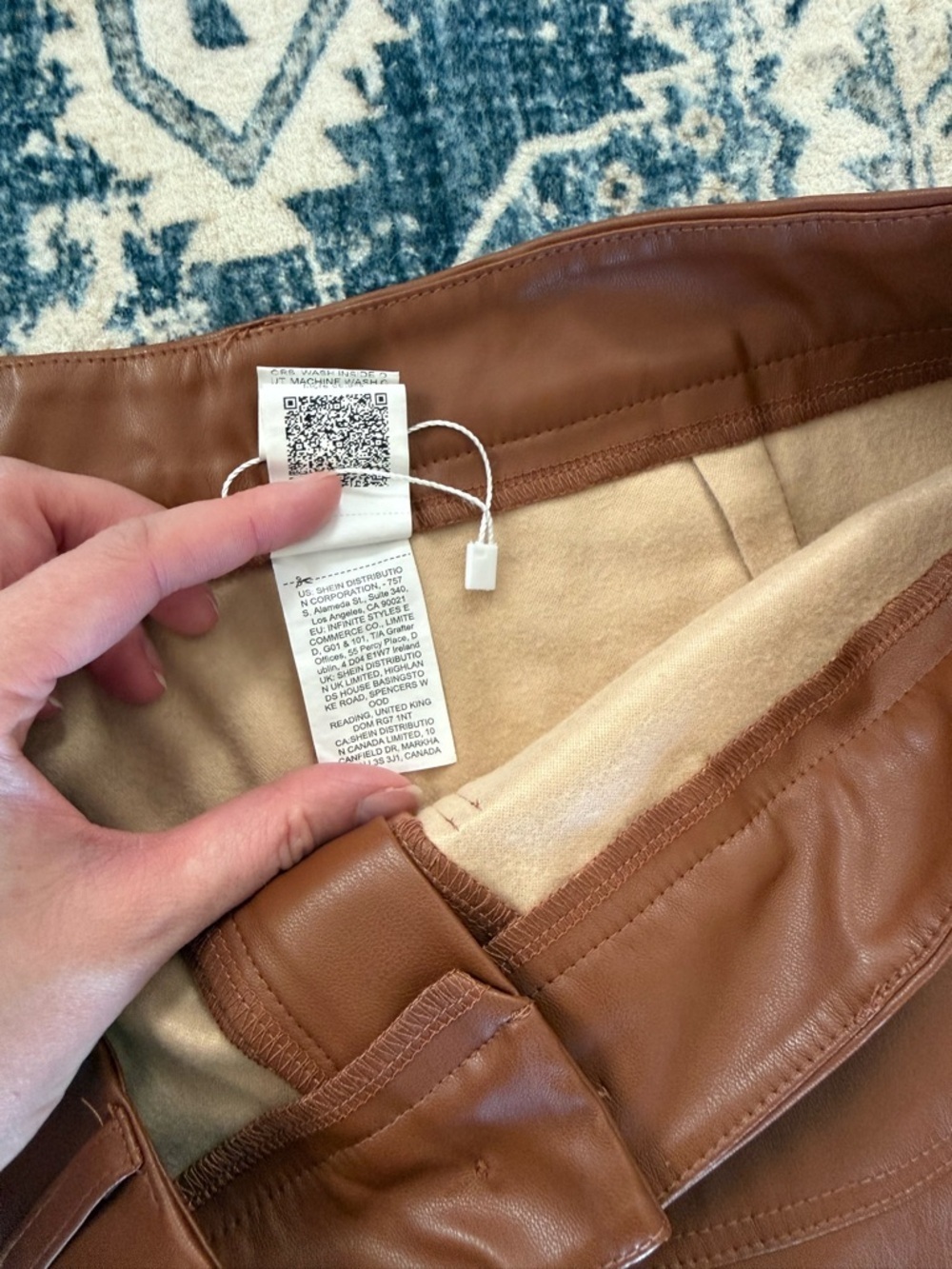 Emery Rose NWOT Faux Leather Wide Leg Pants - Cognac Brown - Picture 5 of 10